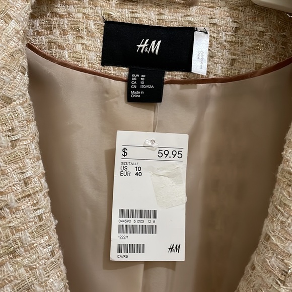 H&M Cream Gold woven blend blazer (sz 10) - Picture 2 of 11